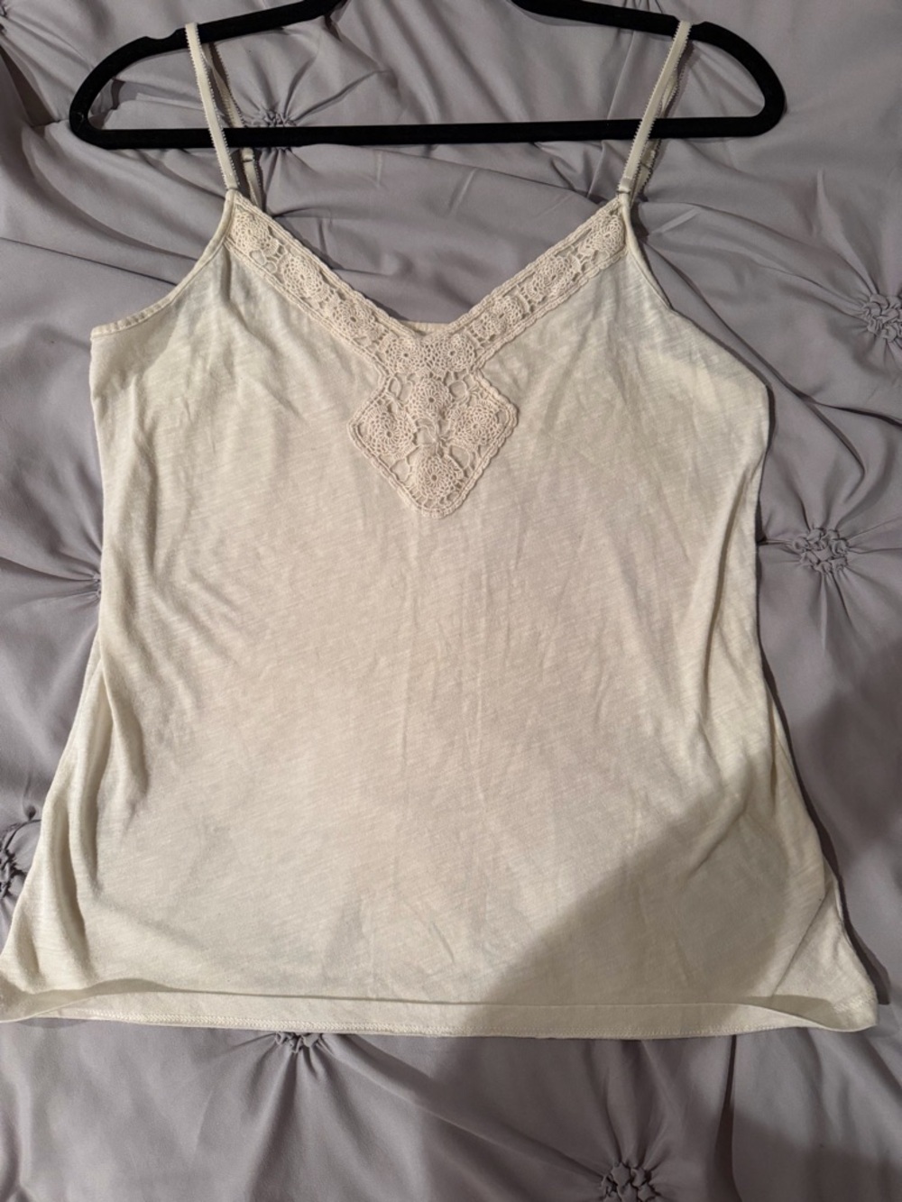 American Eagle Outfitters Cream Lace-Trim Camisole Y2K